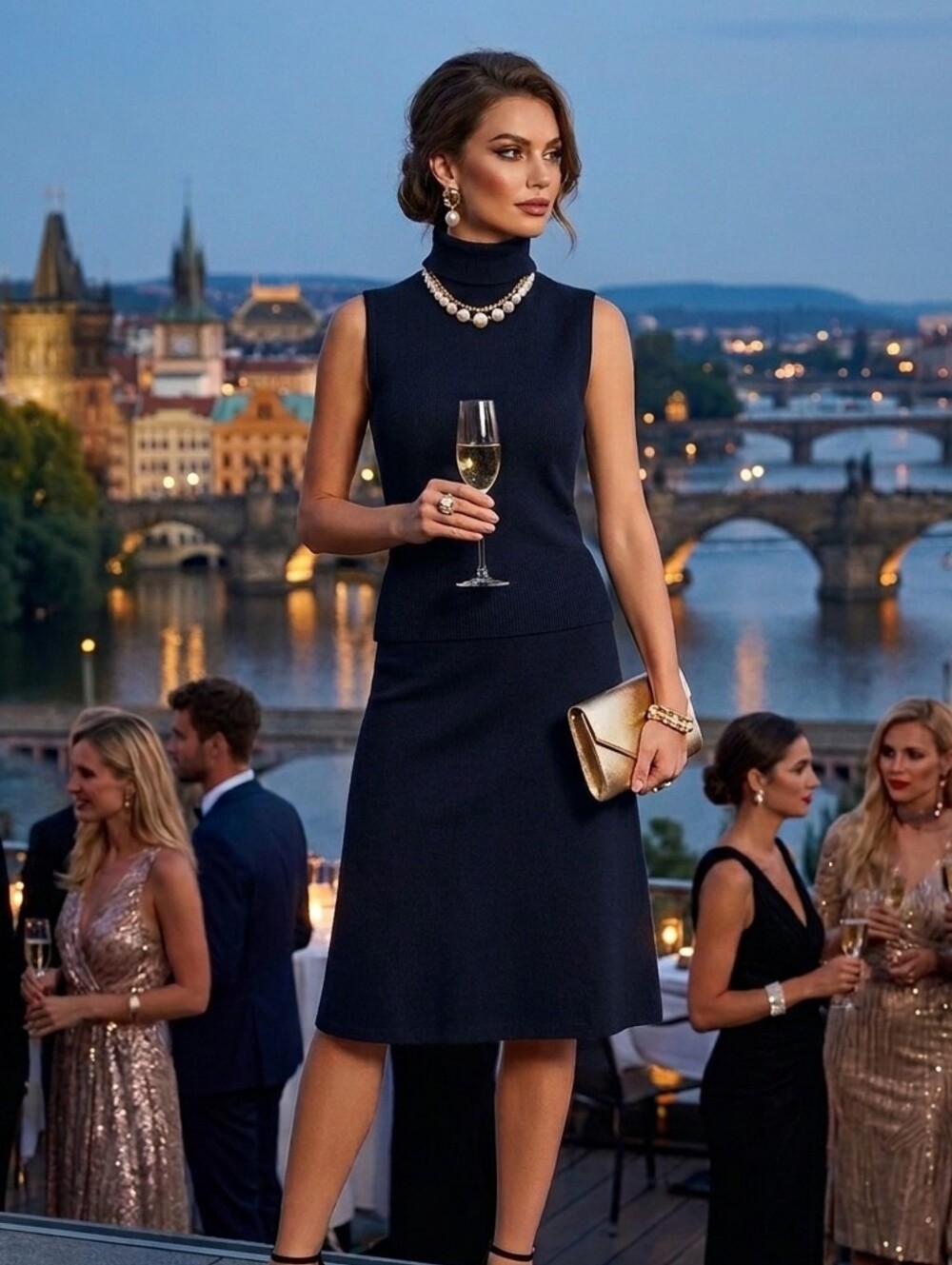 Dolce & Gabbana Blue Sleeveless Sheath Midi Dress with Drop Velvet Waist 44/L